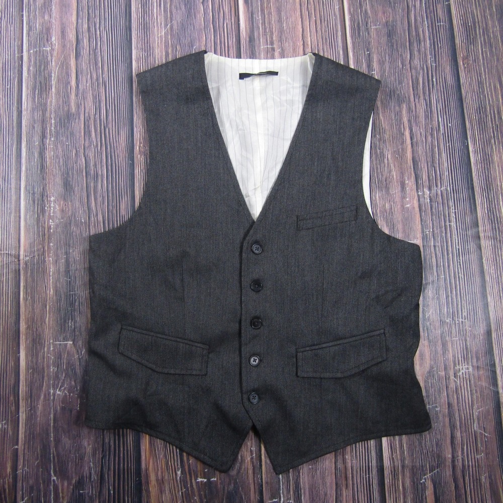 Suit Vest Express‎ Mens S Gray Polyester Viscose Spandex 2 Piece Belted Formal